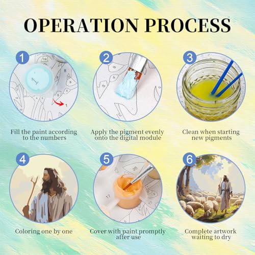 Paint by Numbers Kit for Adults, Jesus DIY Painting Kit, 16x20 Inch - color: CYOP1P17