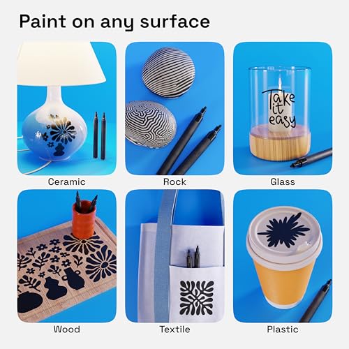 ARTISTRO Black Acrylic Paint Markers - 3mm Medium-Tip - Set of 2 | Paint Pens, Perfect for Crafting, Art Projects, & More - color: Black, style: Medium