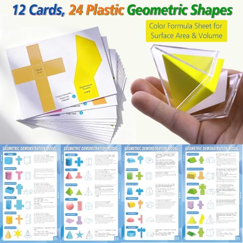 3D Transparent Geometric Solids Set with 2D Nets, Math Learning Tools