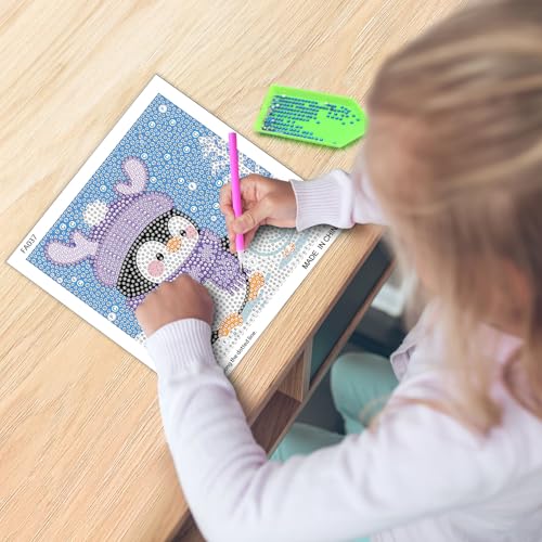UiSdfuy Diamond Art Kits for Kids, Arts & Crafts Ages 8-12,Diamond Art for Boys Girls,Gem Art 4 Pack Diamond Painting 6"x 6" (Penguin Crocodile Frog) - color: Penguin Crocodile Frog