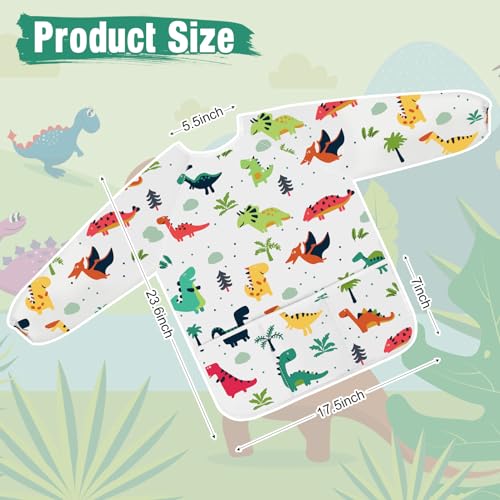 Smocks for Kids, Toddler Art Smock Artist Painting Aprons Waterproof Long Sleeve with 3 Pockets for Age 2-6 Years, Large