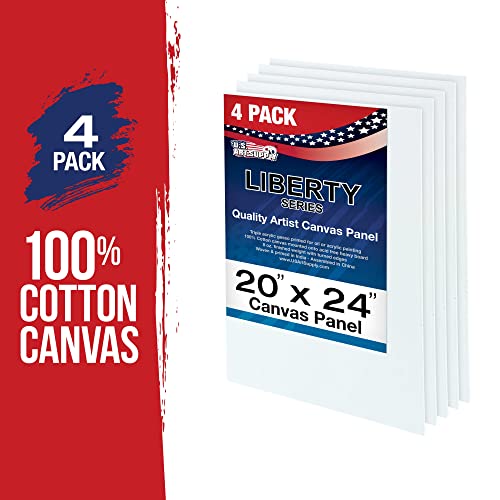 U.S. Art Supply 20 X 24 Inch Art Canvas Board Panels 4 Pack - 8 Ounce Heavyweight Cotton Acid Free Canvases for Painting Acrylics and Watercolor (1 Case of 4 Single Canvas Painting Panels) - size: 20" x 24"