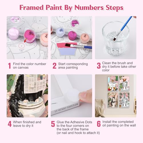 GHHKUD 4Pack Framed Paint by Numbers Animals, for Adults Kids, DIY Animals on The Toilet Read News Painting by Numbers with Frame Wooden Holder,Art on Canvas Gifts Home Wall Decor 20x30cm