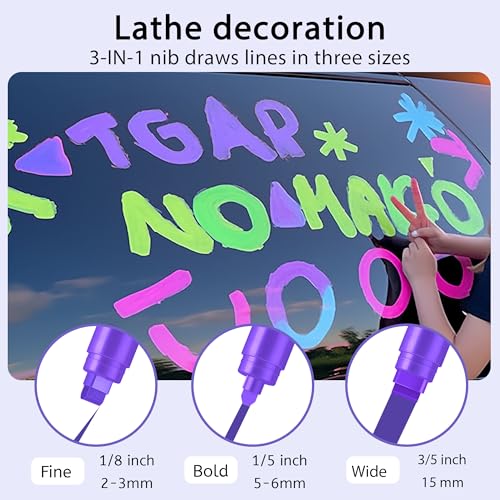 BIGTHUMB 3 Pcs Purple Jumbo Permanent Markers: 15mm Wide Tip Thick Acrylic Paint Pen Large Calligraphy Marker for Rock Painting, Poster, Sign, Canvas, Glass, Wood, Ceramic - color: Purple