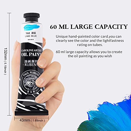 Paul Rubens Artist Oil Paint,18 Vibrant Colors with Great Lastfastness, 60ml Large Capacity Tubes, Oil Paint Set Supplies for Artists, Students, Beginners | 60 ml Large Capacity Tubes, Oil Paint Set Supplies for Artists, Students, Beginners - color: 18 ar