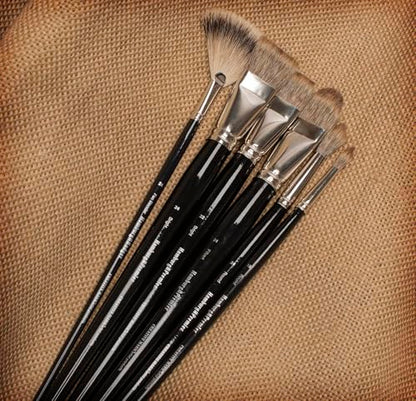 Creative Mark Hamburg Premiere Professional Oil Painting Brushes - Explorer Set of 6 Assorted Oil Paint Brushes - Handmade in Germany, Natural & Synthetic Blend, Long Triple-Lacquered Birch Handle - size: Assorted - Set of 6