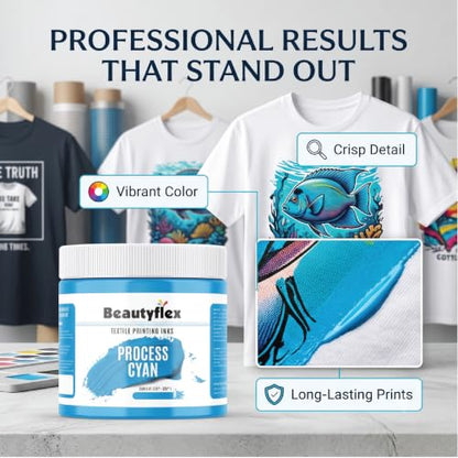 Process Cyan Screen Printing Ink, 8 oz Plastisol Fabric Ink - color: Process Cyan, size: 8 fl oz