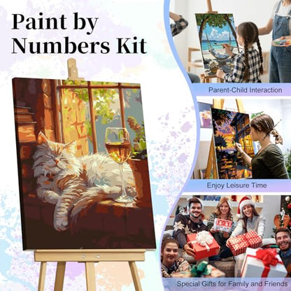 Paint by Numbers Kit for Adults, Sleeping Cat Number Painting Canvas Kit - color: LBOPNFP7