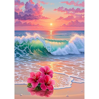 MAXBYE Diamond Art Kits for Adults, Beach and sea Bedazzling Dot Painting for Adults，5D Full Drill Gem Art Painting Kit, Easy DIY Craft for Stress Relief 12x16in - color: ZD059