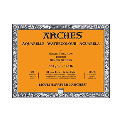 Arches Watercolor Paper Block, Rough, 12" x 16", 140 pound - size: 12"x16", style: Rough