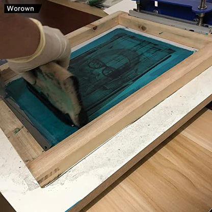 Worown 1 Piece 8 x 10 Inch Wood Silk Screen Printing Frame with 110 White Mesh and 1 Piece 4 x 6 Inch Screen Printing Squeegee - size: 8 x 10 Inch