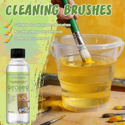 100ML Odorless Mineral Spirits, Dilute Oil Paints and Clean Brushes | Mineral Spirits Paint Thinner Highly Dilutable Quick-Drying and Powerfully Cleaning - color: clear
