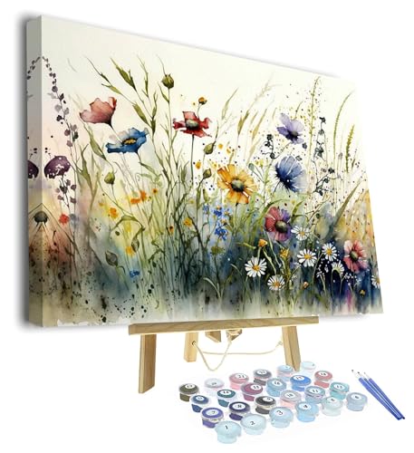 TUMOVO Adults' Wildflower Paint by Number Kit - Flowers on Canvas, 16 x 20 Inch, Framed - color: Flowers(Framed)