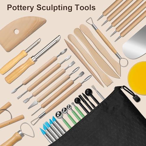 Amrules 38 Pcs Polymer Clay Sculpting Tools Kit for Adults, Light Yellow - color: Lightyellow-38Pcs