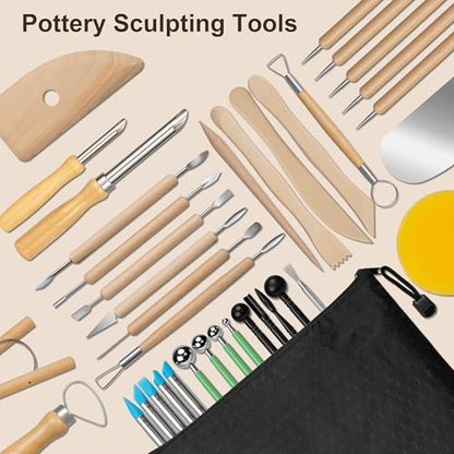 Amrules 38 Pcs Polymer Clay Sculpting Tools Kit for Adults, Light Yellow - color: Lightyellow-38Pcs