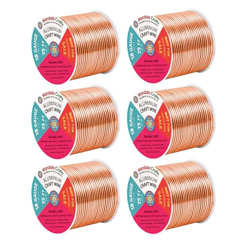 Mandala Crafts 18 Gauge Rose Gold Tone Combo Anodized Aluminum Craft Wire - color: Rose Gold Tone Combo, size: 18 Gauge 75X6 Feet