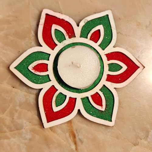 DIY Wooden MDF Rangoli KIT with Rangoli Colors | Tea Light Rangoli KIT| Rangoli Powder,Diwali Decorations, 3 D Rangoli Stencils (Peacock Rangoli kit Set of 5) - style: peacock rangoli kit set of 5