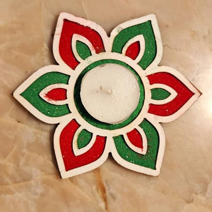 DIY Wooden MDF Rangoli KIT with Rangoli Colors | Tea Light Rangoli KIT| Rangoli Powder,Diwali Decorations, 3 D Rangoli Stencils (Peacock Rangoli kit Set of 5) - style: peacock rangoli kit set of 5