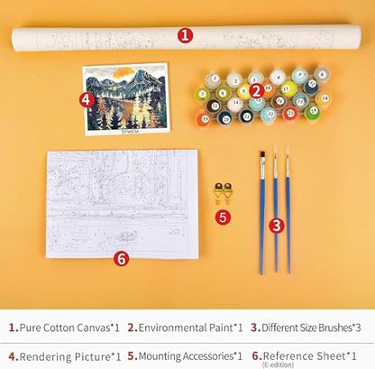 Cat Paint by Numbers Kit for Adults, City Sunset, Oil Painting 16x20 Inch | Paint by Numbers Kit for Adults, Cat on Balcony with City Sunset, DIY Oil Painting, Pre-Printed Canvas, 16x20 Inch - color: B3-Cat