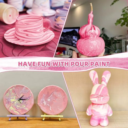 Colorful Pink Series Acrylic Pouring Paint Set, 4 Colors, 3.34 oz Craft Kit - color: Rose Color