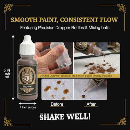 Ludus Bellum Miniature Paint Brown Color 18ml Precision Dropper Bottle | Professional Acrylic Paint for Miniatures & Models, Provides Quality Acrylic Tones and Shades for Warhammer 40K D&D Figures - color: Brown
