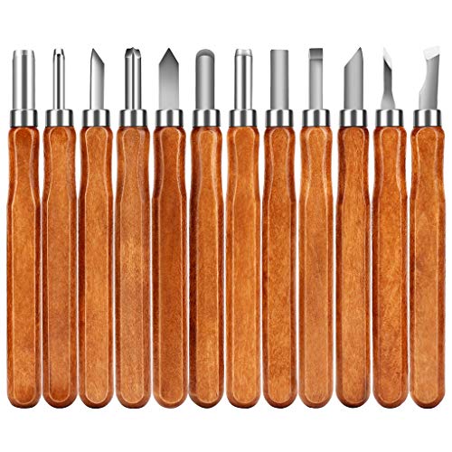 Wood Carving Tools, Adevena 12 set SK2 Carbon Steel Sculpting Knife Kit for Beginners & Professions
