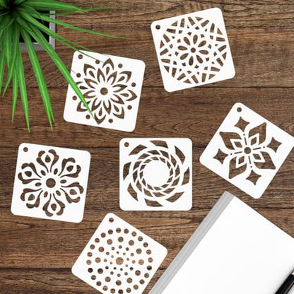 50 PCS Mandala Painting Stencils Reusable Mandala Stencils for Painting on Wood Rocks Canvas Fabric Glass Pottery 4x4 Inch - color: 50 Mandala