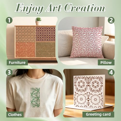 Geometric Texture Stencils for Crafts Reusable 16Pcs Stencils(8.6X4.1 in) - color: Texture 22