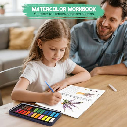 Watercolor Workbook, 24 Colors Solid Paint Set