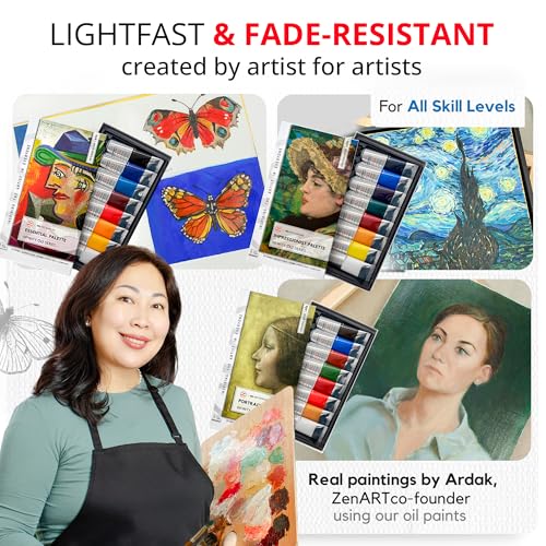 ZenART Professional Oil Paint Set - Artist Grade Cadmium Red Hue - 2x50ml | Non-Toxic, Buttery Consistency, Rich Pigment, Lightfast Oil Paints for Primed Surface Canvas, Fine Art, Portraits & Landscape - color: Cadmium Red Hue