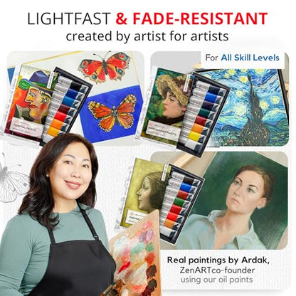 ZenART Professional Oil Paint Set - Artist Grade Cadmium Red Hue - 2x50ml | Non-Toxic, Buttery Consistency, Rich Pigment, Lightfast Oil Paints for Primed Surface Canvas, Fine Art, Portraits & Landscape - color: Cadmium Red Hue