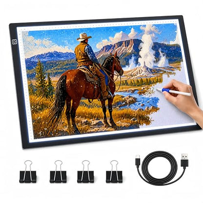 A2 Extra Large Tracing LED Light Pad for Diamond Art, Sketching, Painting - Adjustable Brightness, Sketching, Tracing - USB Powered DIY Diamond Art Light Box - No mesh No dot - size: A2 Premium