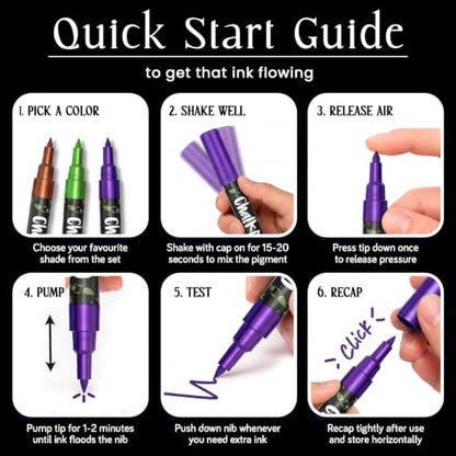 Chalkola 10 Extra Fine Tip Metallic Chalk Markers for Blackboard - 1mm Tip - size: Extra Fine Tip - 1mm