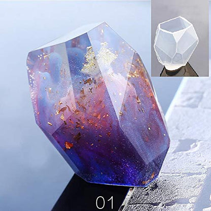 3 Pcs Large Gem Resin Molds,Jewelry Mold for Resin Casting,Multi-Faceted Stone Silicone Molds for Epoxy DIY Aromatherapy,Candle Making