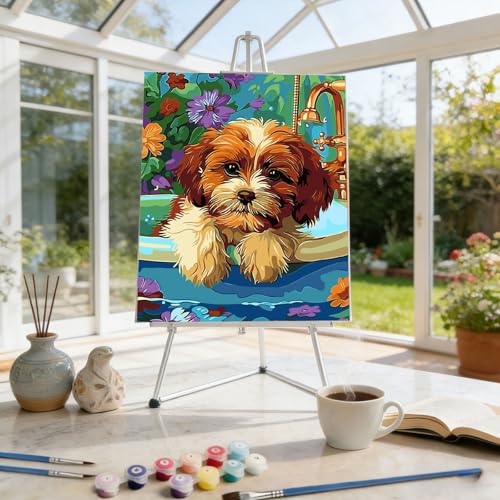 zpptAugs Paint by Numbers Kit for Adults Beginners，Dog Funny Adult Paint by Number Kits on Canvas,Digital Oil Number Painting Kits for Home Decor Gift 12"x16"(Without Frame)