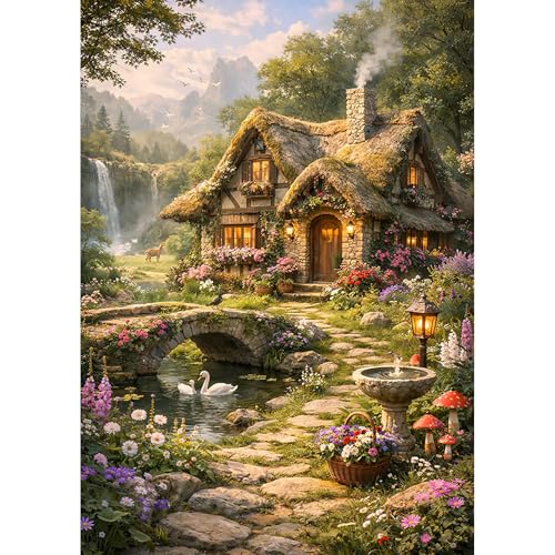 Auremi Houses Diamond Art Painting Kits for Adults, DIY Landscape Diamond Painting for Adults Beginner, DIY Full Drill Diamond Dots Picture Arts Craft for Home Decor 12x16 Inch - color: Diamond Painting 013