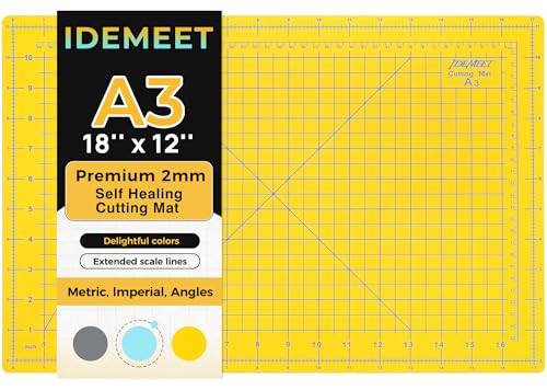 Self Healing Cutting Mat 18" x 12", A3 Double-Sided for Sewing & Quilting - color: Lemon Yellow, size: A3:18‘’x12‘’