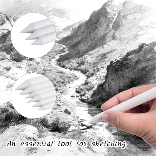 291 Pcs Blending Stump and Tortillion Set, Pencil Sketch Paint Tools Drawing Supplies Paper Blend Stumps Art Blenders with 2 Sponge Pen and 1 Sandpaper Board for Student Shading Drawing (Assorted)