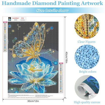 MAXBYE Diamond Art Kits for Adults, Butterfly Bedazzling Dot Painting for Adults，5D Full Drill Gem Art Painting Kit, Easy DIY Craft for Stress Relief 12x16in - color: ZD055