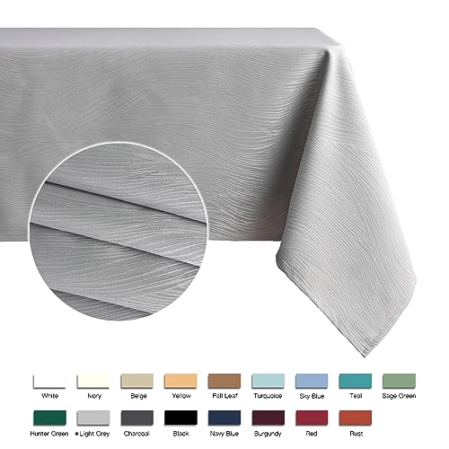 maxmill Square Tablecloth Swirl Design Water Resistance Antiwrinkle Heavy Weight Soft Table Cloth for Buffet Banquet Parties Event Holiday Dinner Square 52 x 52 Inch Light Grey - color: Light Grey, size: 52" x 52" (Square)