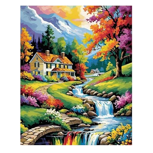 Reivworl Landscape Paint by Numbers Kit for Adults, Hydrangea Paint by Number for Adults, Adult Paint by Number Kits for Gifts and Home Wall Decor 16x20 Inch - color: 16-Landscape, size: Without Frame
