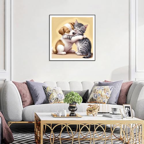 SJUTOUCI Dog and Cat Diamond Art Kit for Adults, Diamond Painting Kit - color: Dog and Cat