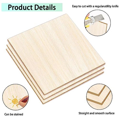 18 Pack Basswood Sheets 6X 6 x 1/16 Inch Thin Wood Sheets for Crafts | Unfinished Plywood Balsa Wood Sheets Squares Boards for Crafts Architectural Models Laser Cutting Woods Burning and Drawing - size: 6 x 6 x 1/16 inch