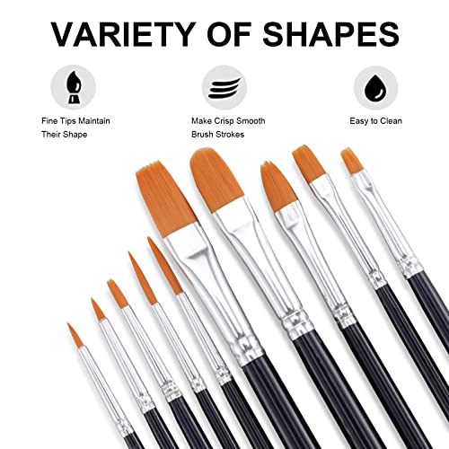 GOTIDEAL Bulk Canvases for Painting, 11x14 inch Value Pack of 40 with Acrylic Paint Set with 10 Brushes, 18 Colors(59ml, 2 oz)