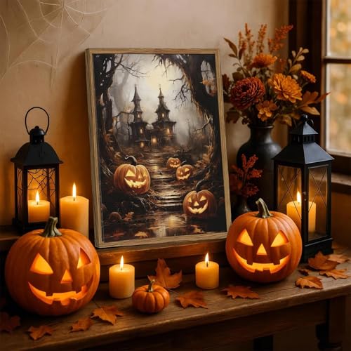 AIBOERL Paint by Numbers Kit for Adults Beginner,Halloween House, 12X16In | DIY Paint by Number for Adults, Beginner Friendly, High-Definition Color Canvas, Stress Relief, Home Decor, Gifts, Unframed - color: YH04098