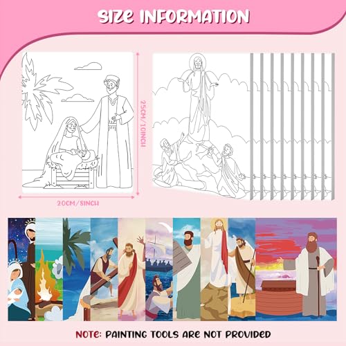 Sherr 10 Pcs Pre Drawn Canvas for Painting,Religious,8 X 10 Inch | Preprinted Stretched Cotton Canvas for Adults, Pre Drawn Painting Outlines for Couple Date Night, Sip and Paint Party Favor - style: Religious