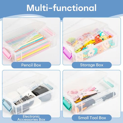 Large Plastic Clear Hart Pencil Box Case For Crayons, Markers, Art Supplies - color: Blue