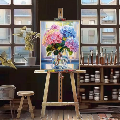 Natuyalo Paint by Numbers Kit for Adults Beginners and Kids, 16" Wx20 L Canvas Pictures Drawing Acrylic Paintwork with 3 Pcs Paintbrushes, Colorful Flowers in Vase - color: ART-05