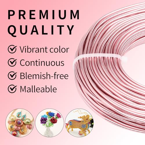 12 Gauge Aluminum Craft Wire for Jewelry Making, 32.8FT Bendable Metal Wirefor Bonsai Armature(Light Pink) - color: Light Pink