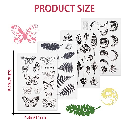 4 Themes 53Pcs Clear Stamps, Retro Rubber Clear Stamp, Transparent Silicone Stamps Seal for DIY Scrapbooking Card Making Decoration, Style B - style: Style B